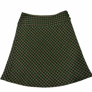 LOFT 51% Wool Green & Black Print Twee Mini Skirt 2Petite Jessica Day Preppy